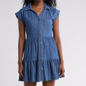 Tommy Hilfiger Tiered Chambray Shirtdress